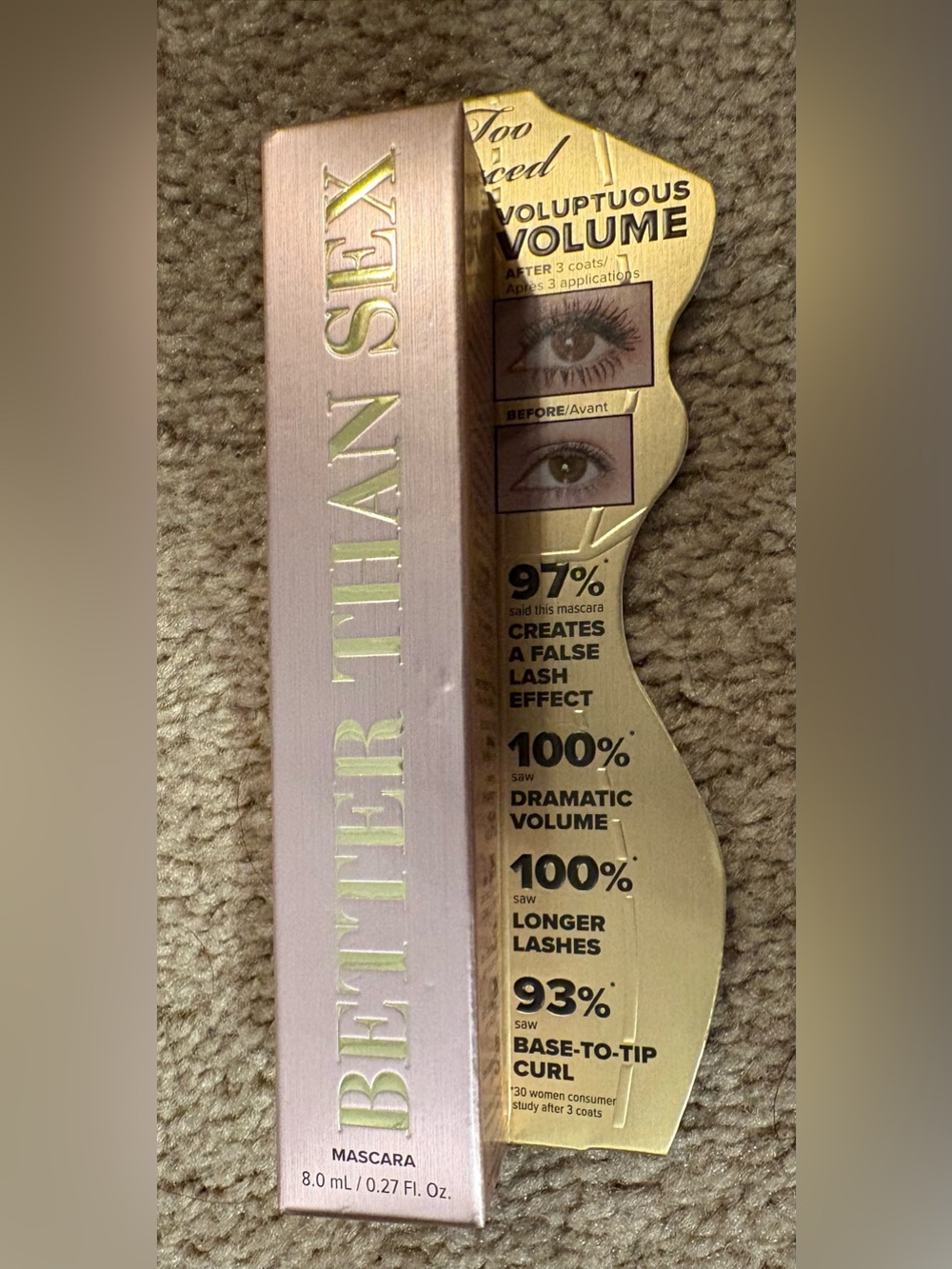 Too Faced Better Than Sex Mascara - Metallic Pink & Gold Packaging- 3 pack